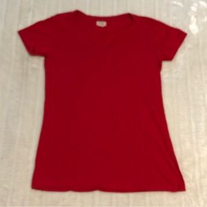 Ardene Essentials V-Neck Red Cotton Stretch T-Shirt